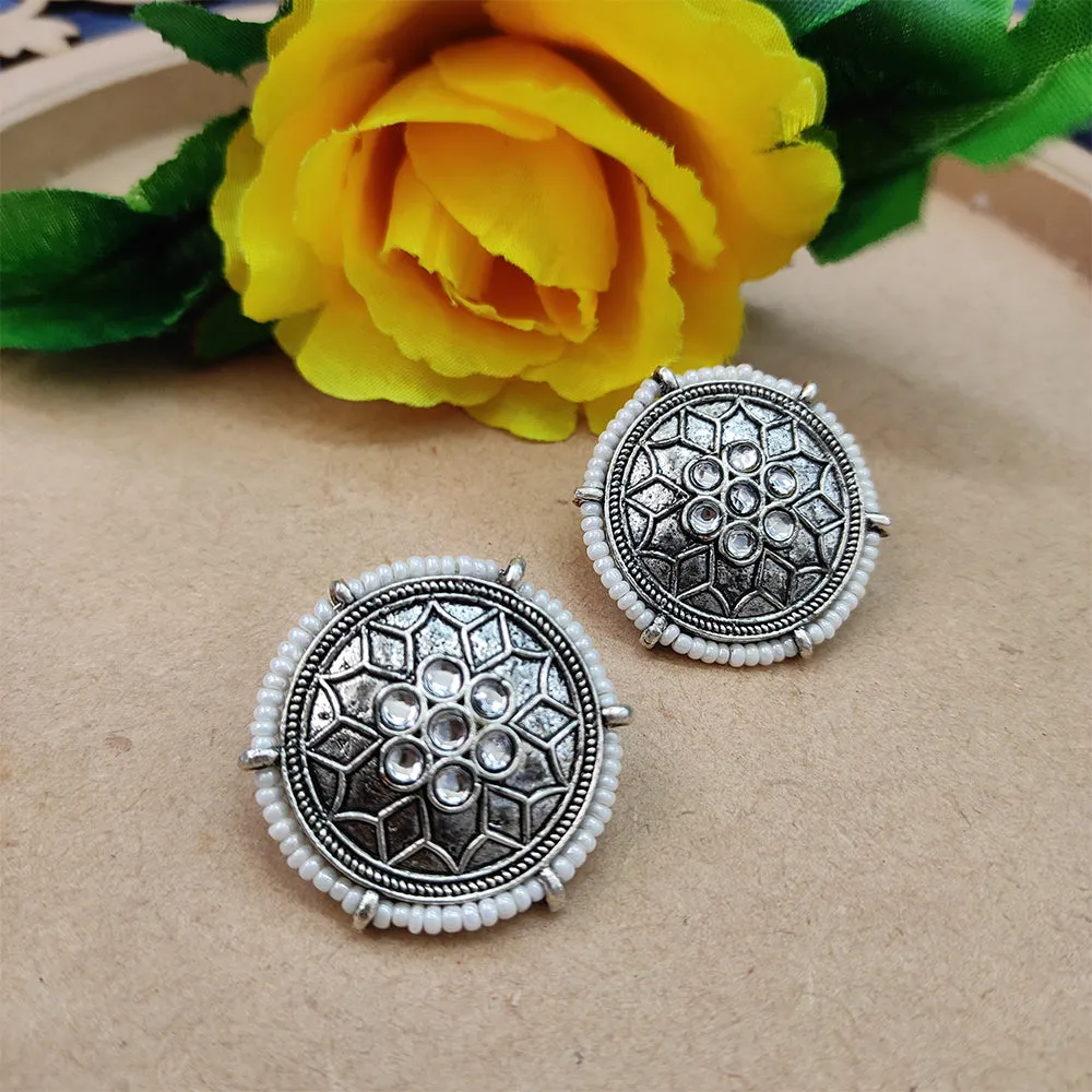 Bhavi Jewels Silver Oxidised Stud Earring