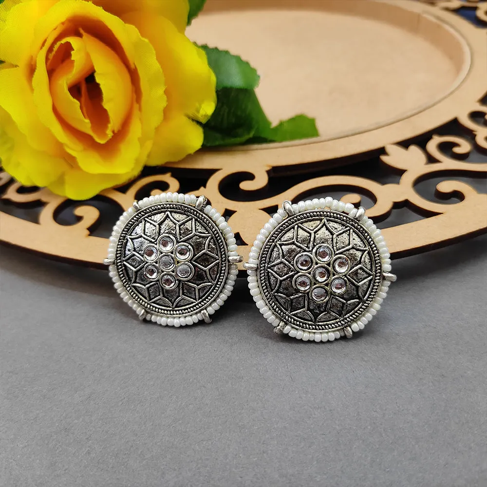 Bhavi Jewels Silver Oxidised Stud Earring