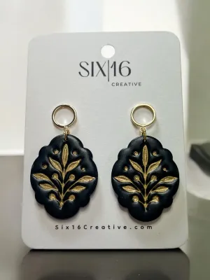 Black and Gold Polymer Clay Earrings