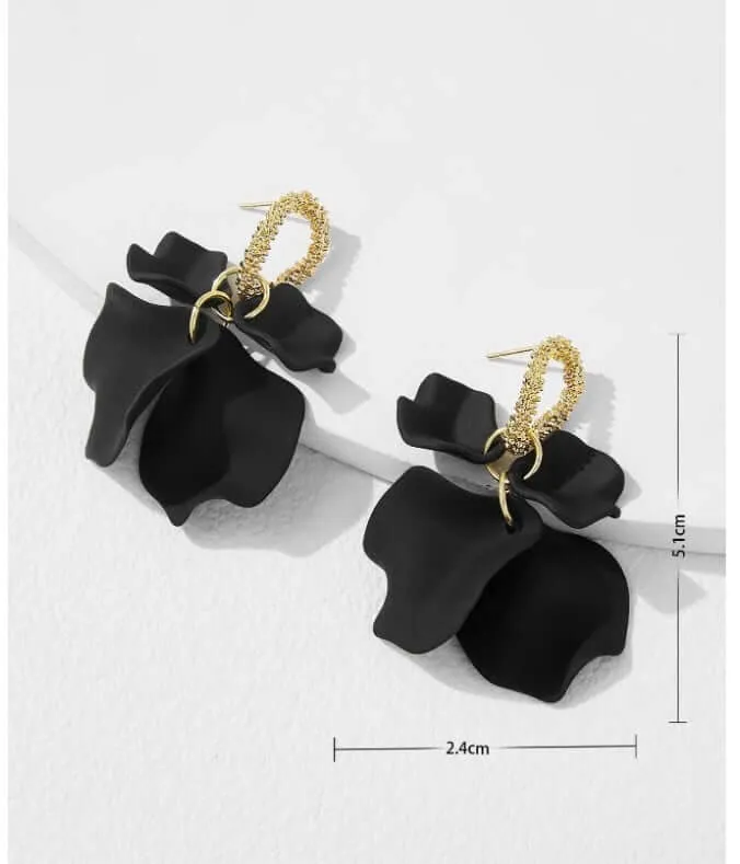 BLACK RUFFLES Earrings by Vivian-Lu