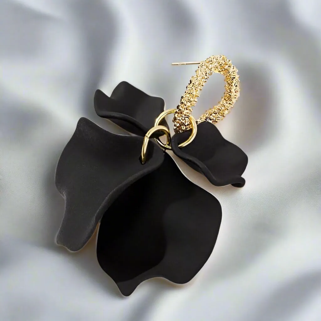 BLACK RUFFLES Earrings by Vivian-Lu