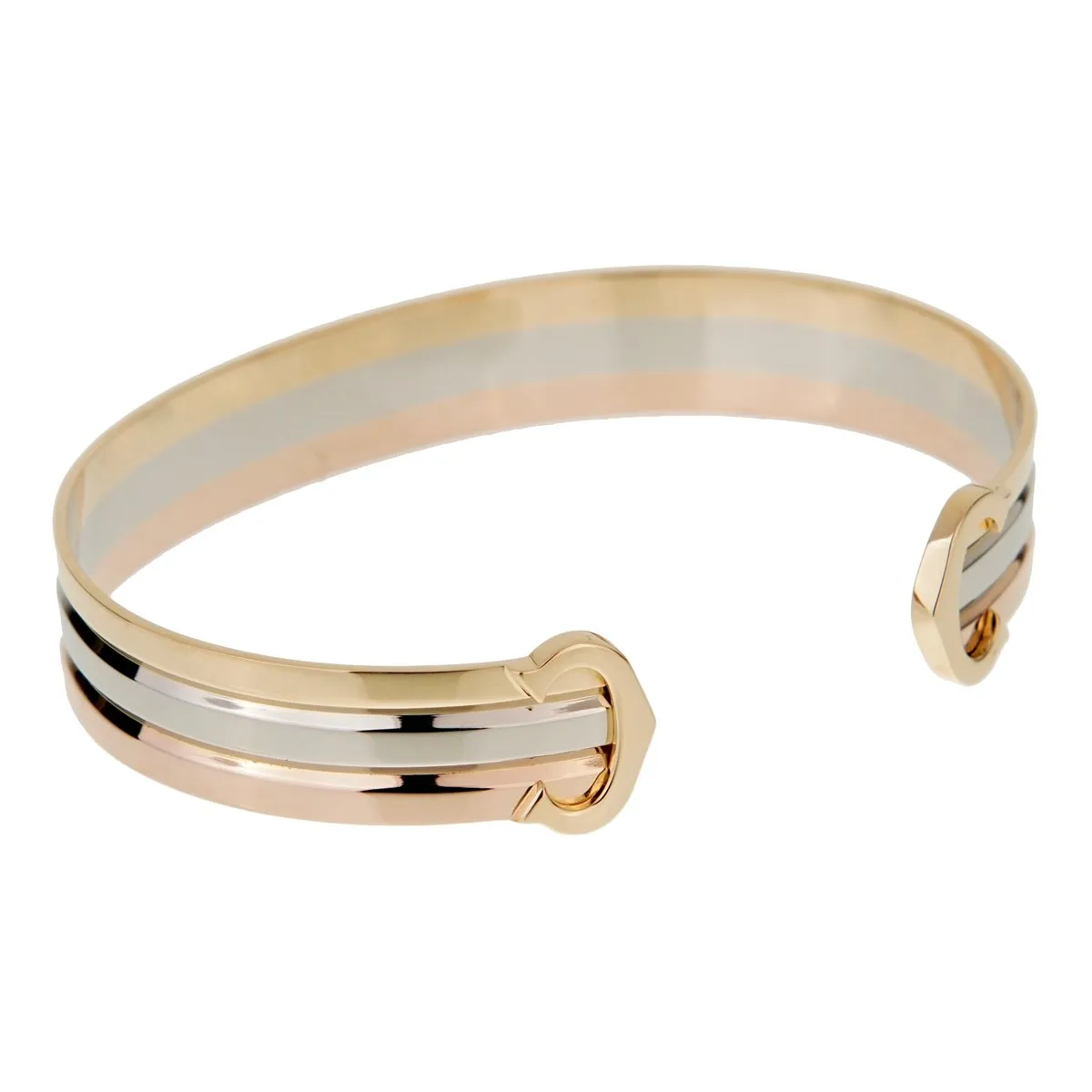 Cartier C De Cartier White Yellow Rose Gold Cuff Bracelet