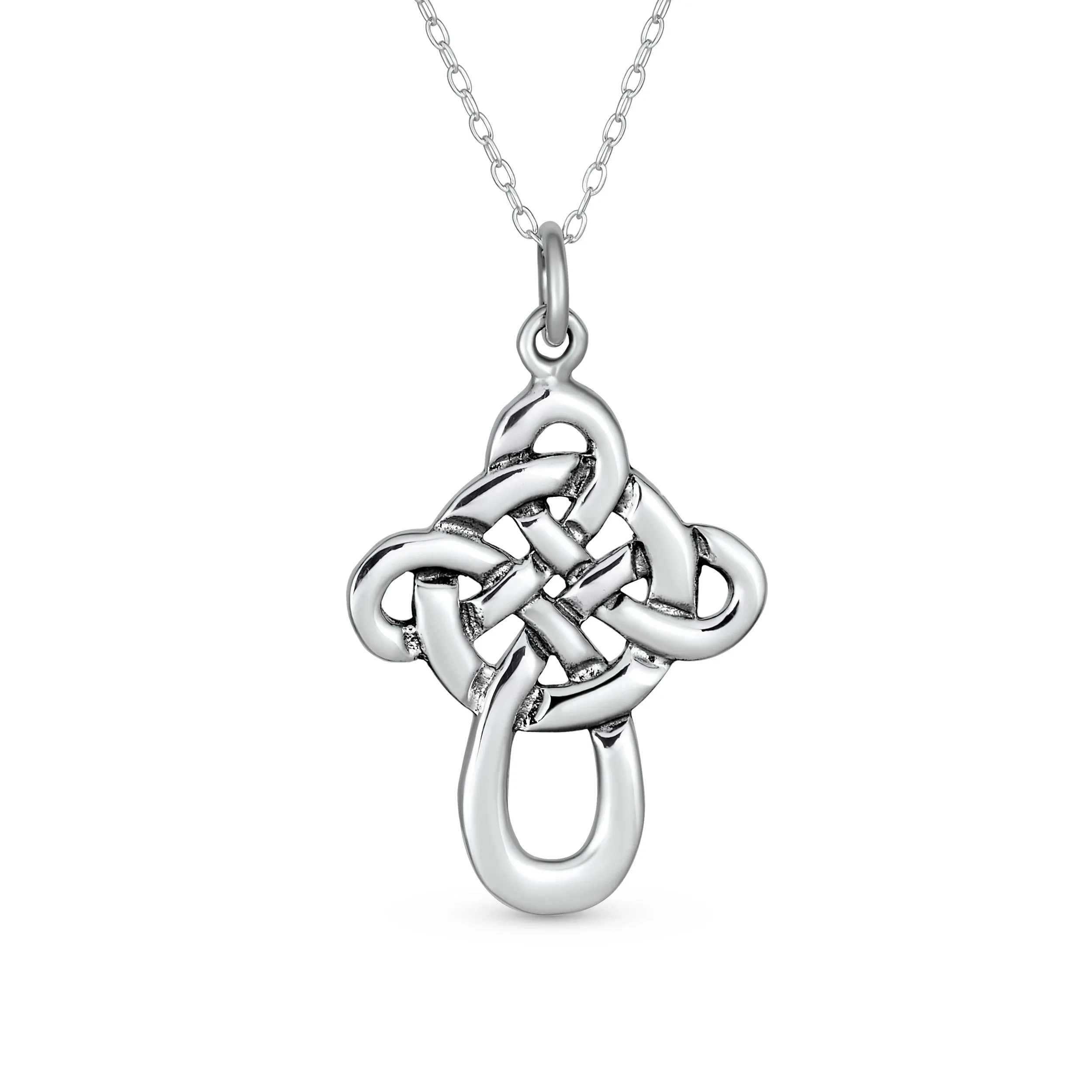 Celtic Knot Twisted Cross Pendant Sterling Silver Necklace 1.5 inch