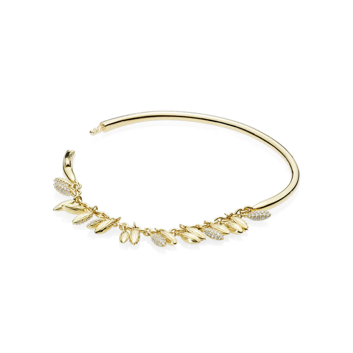 Chained seeds 14k Gold Plated  bracelet with clear cubic zirconia