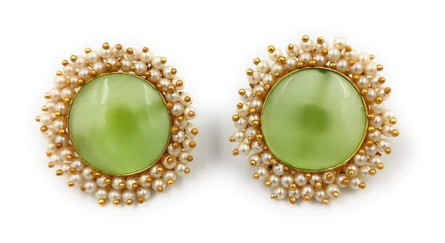 Chic handmade green earrings by a designer, stylish and uniquely crafted