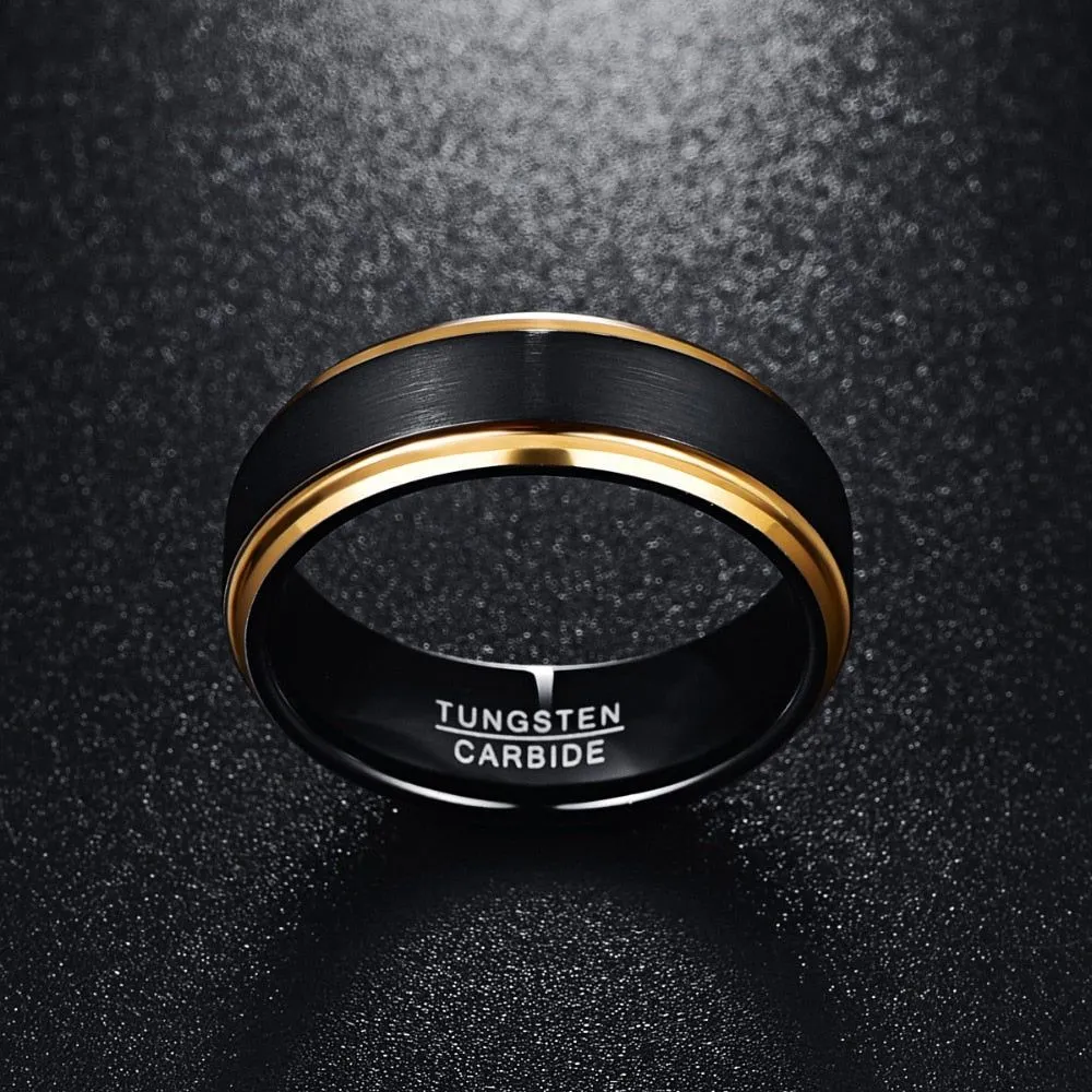 Classic Black-Gold 100% pure Tungsten Rings