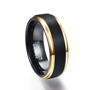 Classic Black-Gold 100% pure Tungsten Rings