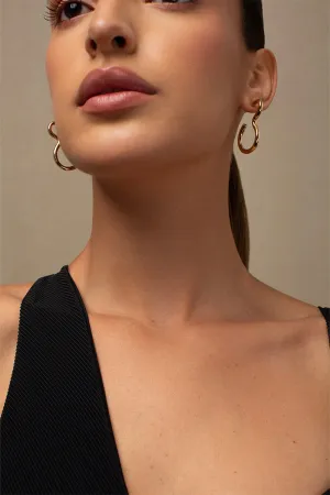 Claudine Golden Zircon Hoop Earrings