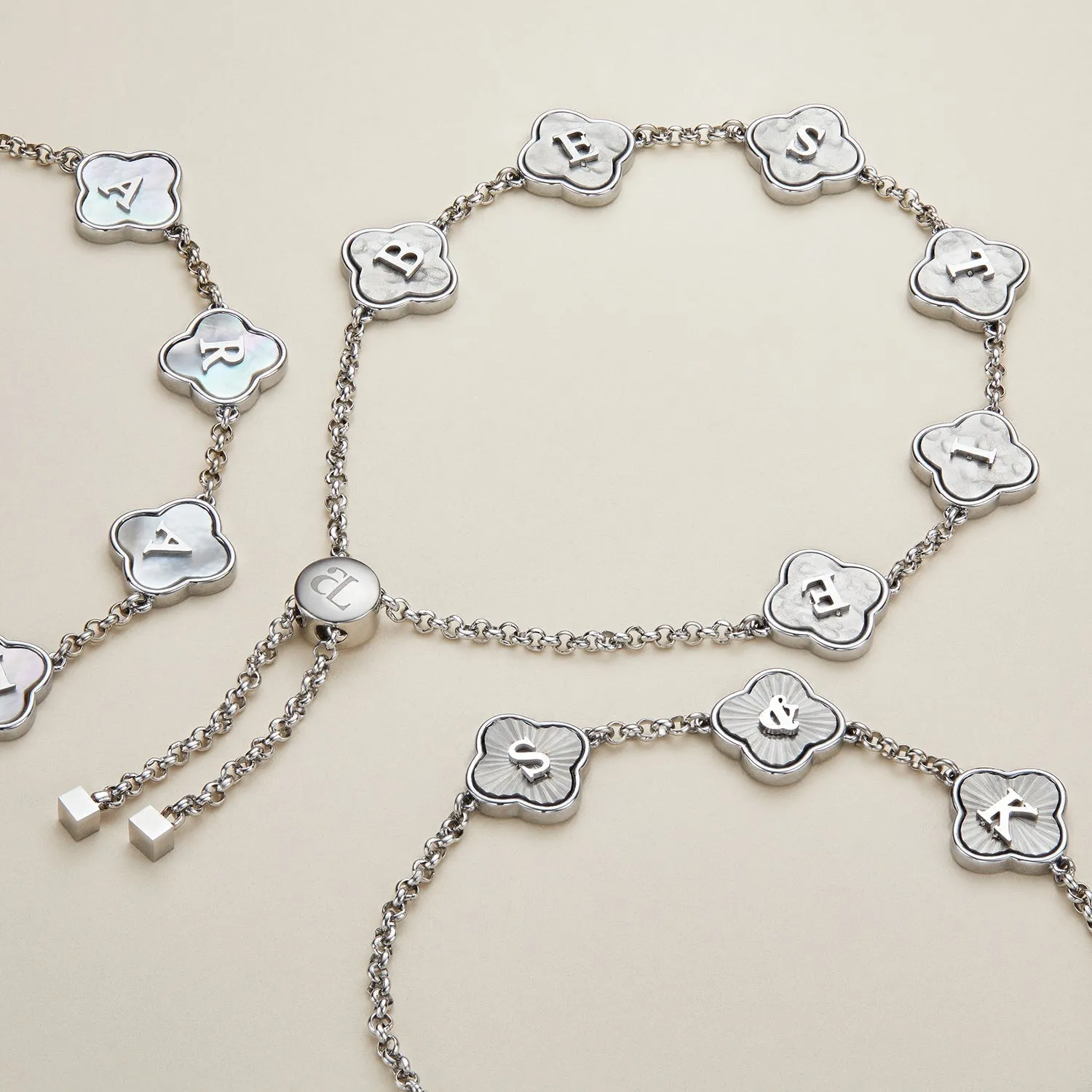 Clover Custom Name Bracelet (Silver)