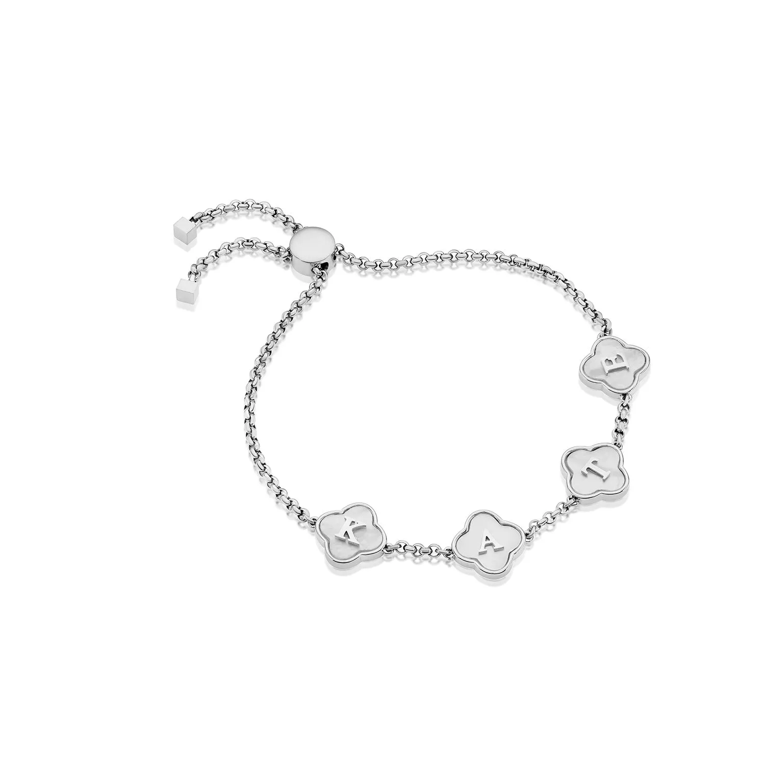 Clover Custom Name Bracelet (Silver)