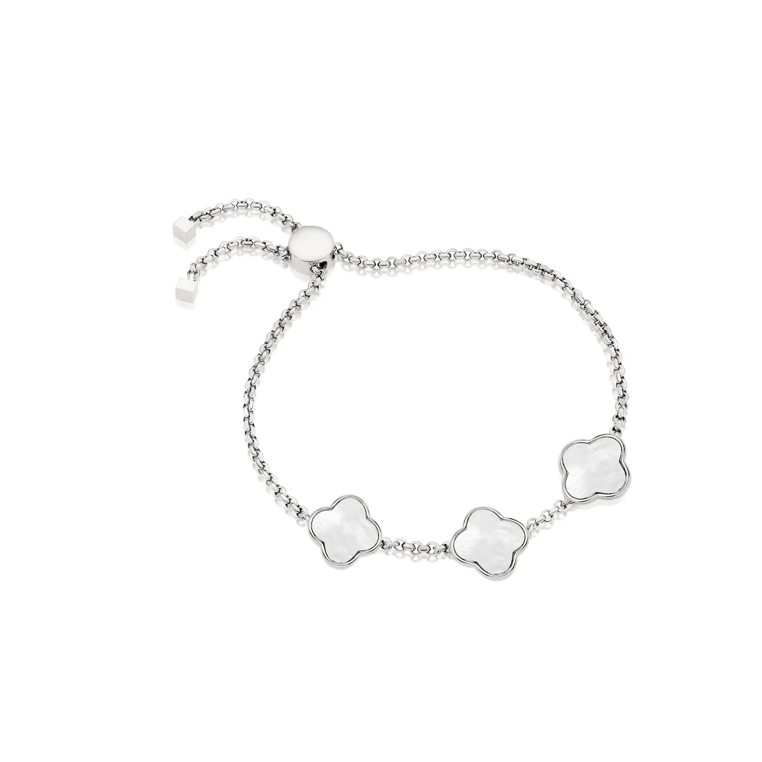 Clover Custom Name Bracelet (Silver)