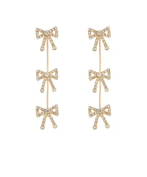 Crystal Bow Chain Earrings