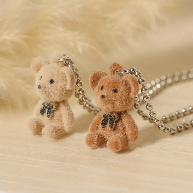 Cute Plush Bear Pendant Necklace Collar Jewelry