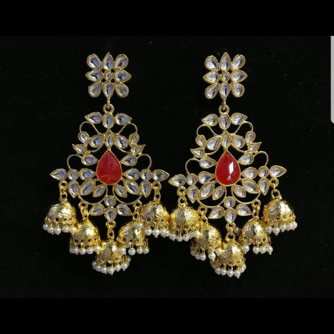 Designer Style Dangler Earrings With semi precious Stones