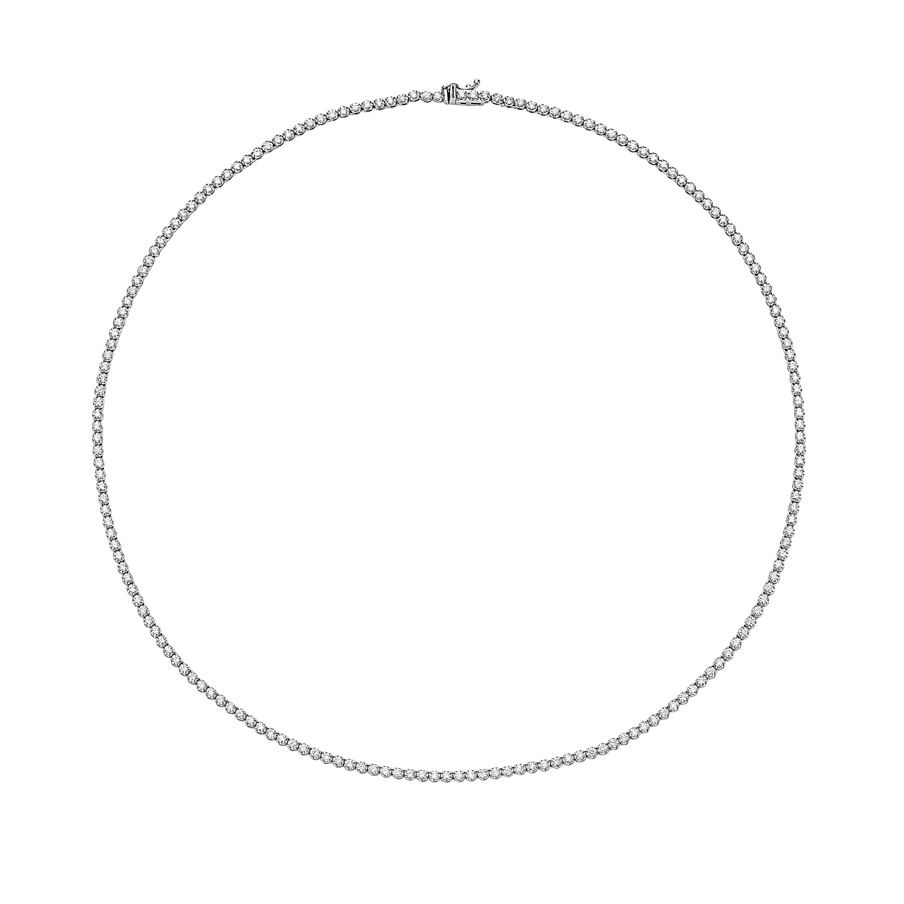 Diamond Tennis Necklace ( 2.55 ct.) 1.3 mm Buttercup Setting in 14K Gold