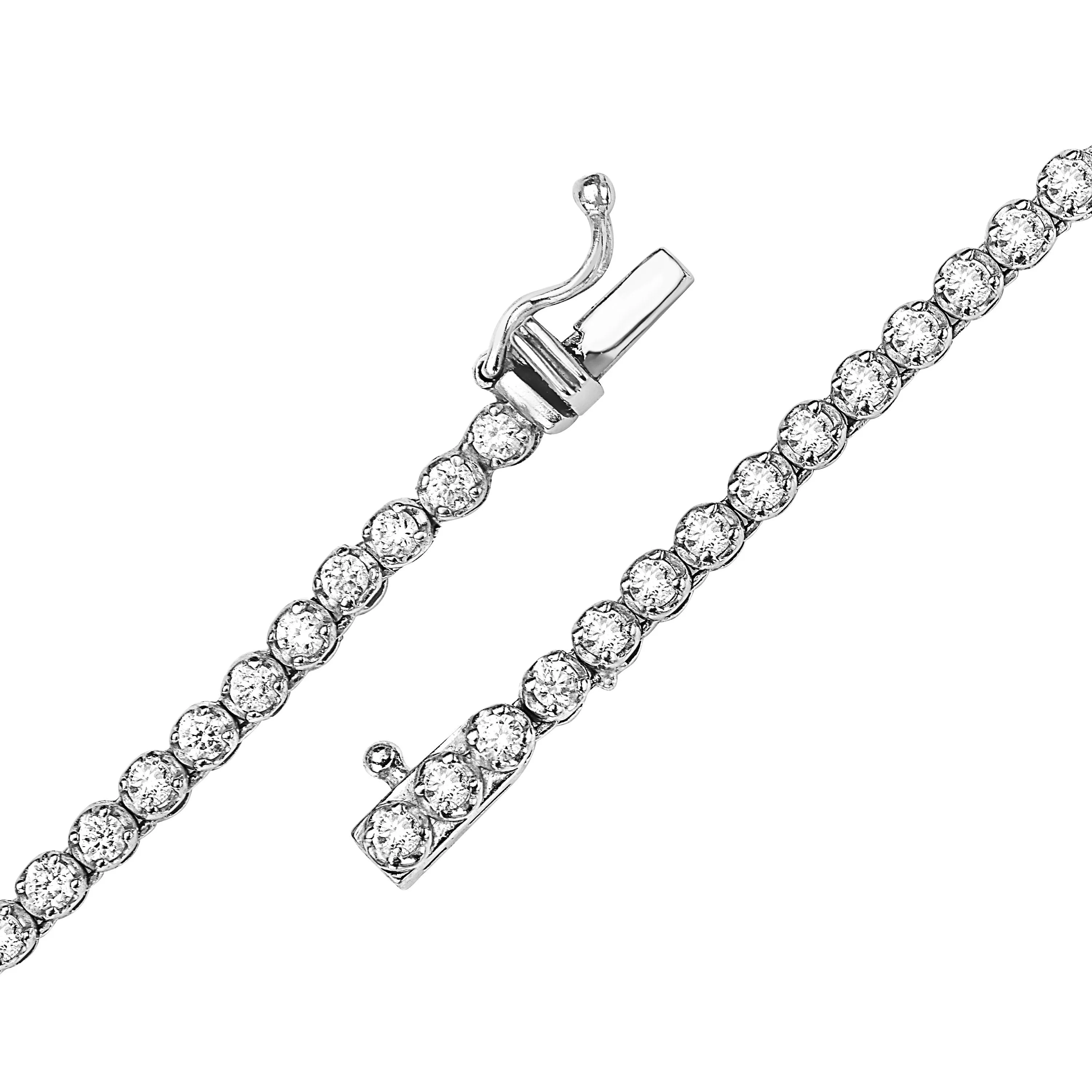 Diamond Tennis Necklace ( 2.55 ct.) 1.3 mm Buttercup Setting in 14K Gold