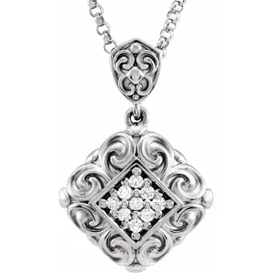 Diamond Vintage Scroll Necklace