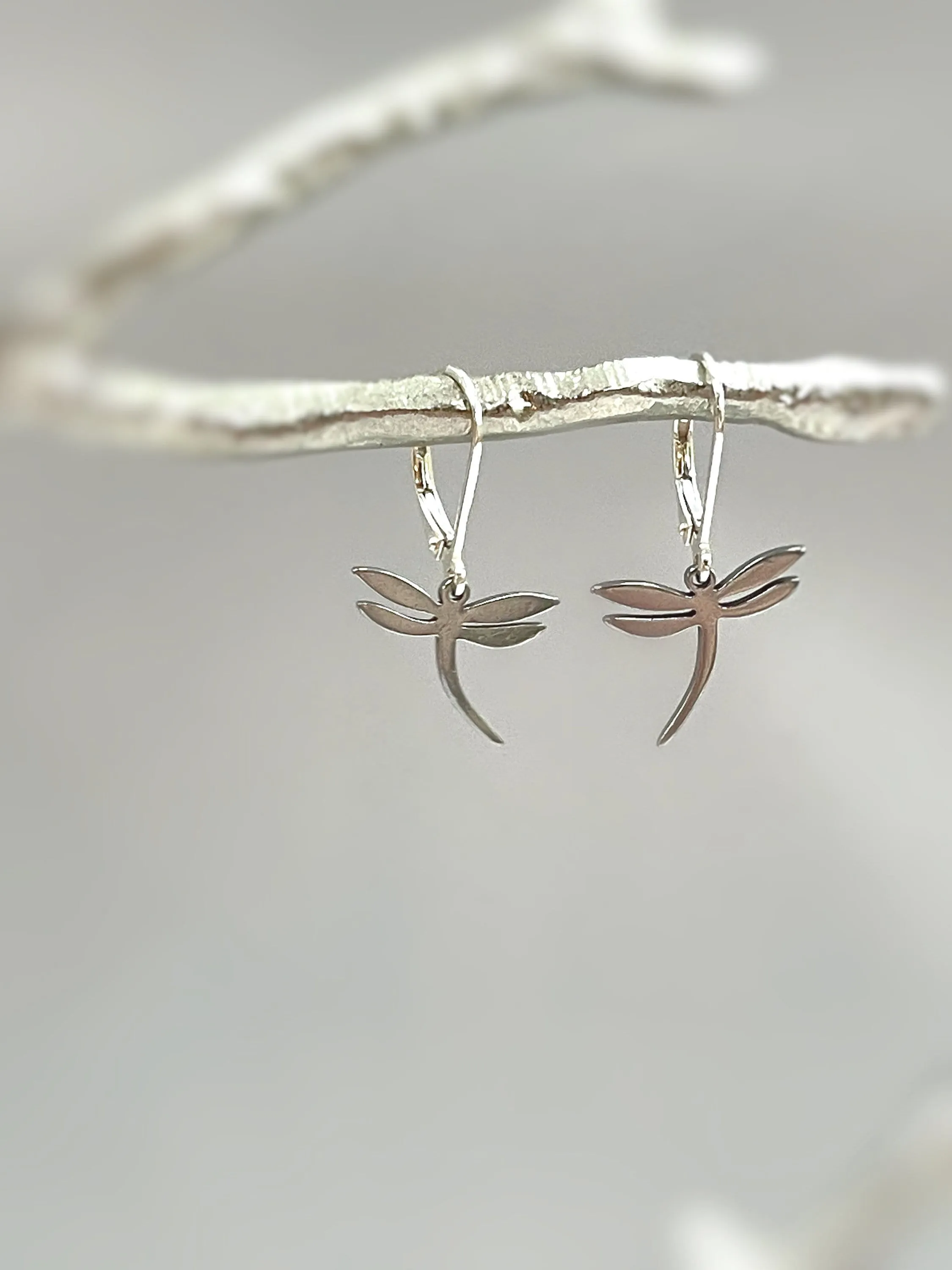 Dragonfly Earrings dangle Rose Gold