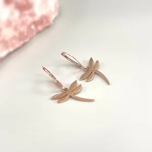 Dragonfly Earrings dangle Rose Gold