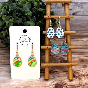 Easter Egg Goldtone Colorful Enamel Painted Hypoallergenic Lightweight  Earrings - Clearance