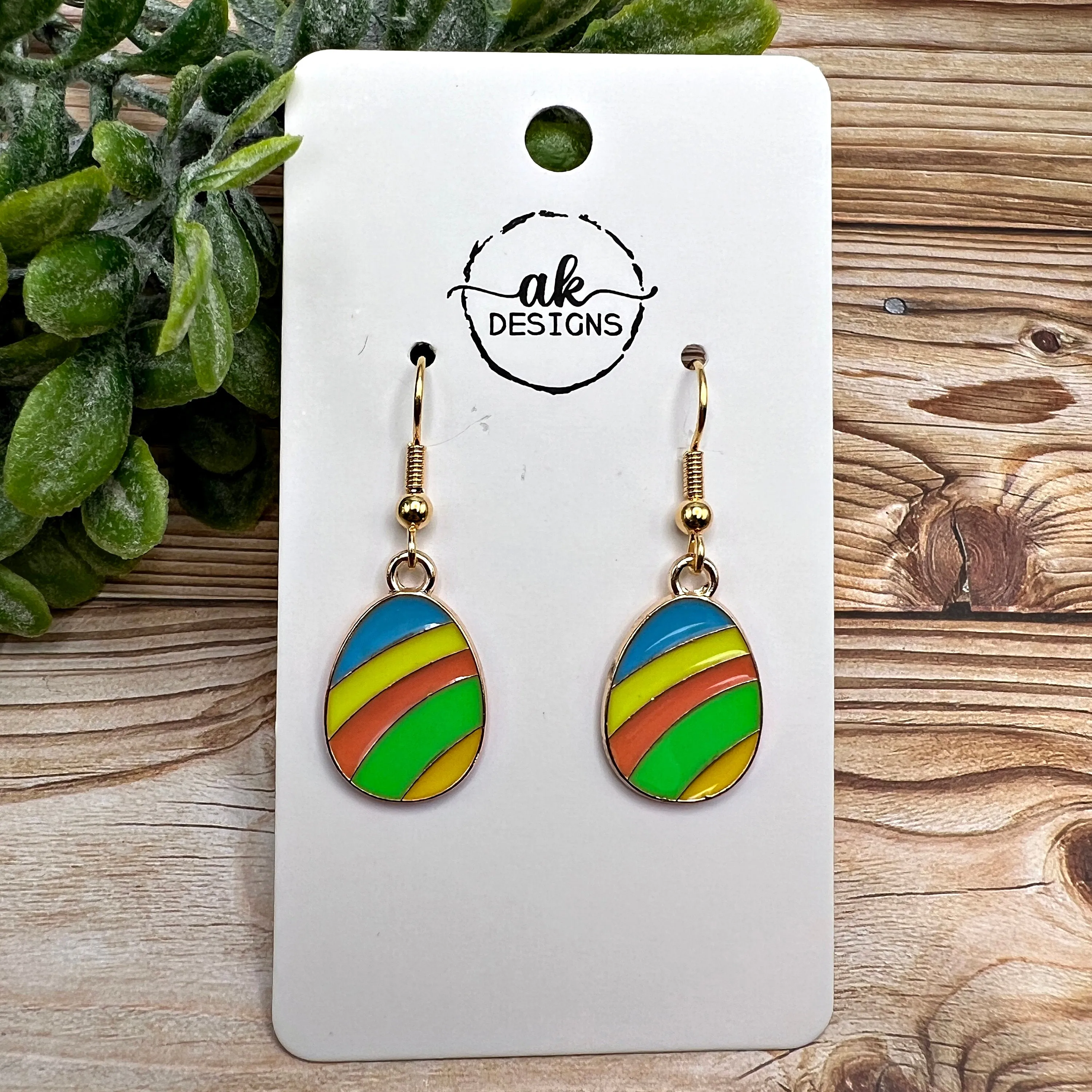 Easter Egg Goldtone Colorful Enamel Painted Hypoallergenic Lightweight  Earrings - Clearance