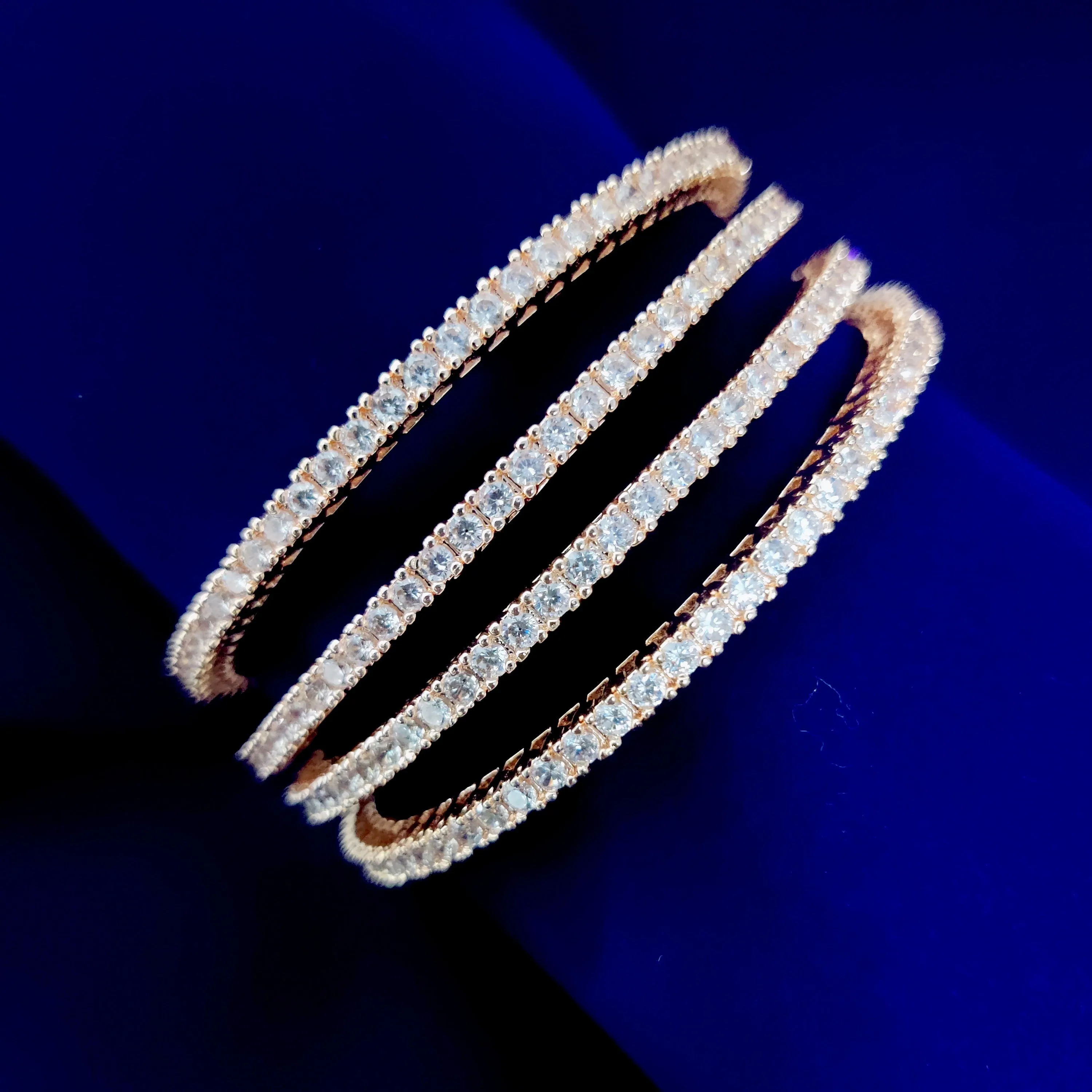 Enchanting White Rose Gold Bangles (Pack of 4)