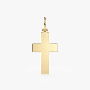 Engravable Gold Cross Charm, Mary