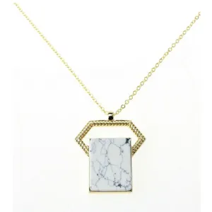 Famous Brand Forever Bijoux Marble Necklaces 21 White Green Stone 18 K Gold Choker Square Rectangle Pendants Jewelry For Women