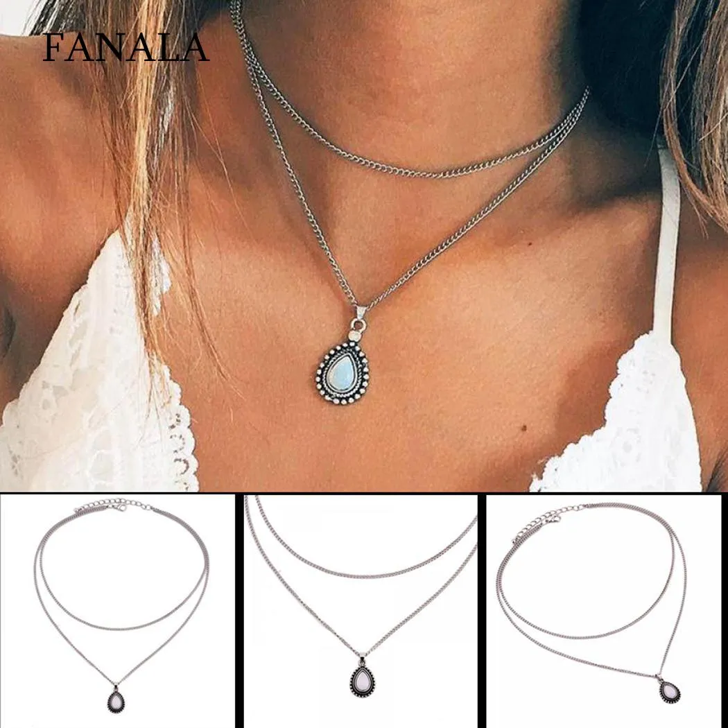 Fashion Drop Double Style Necklaces Women Chain