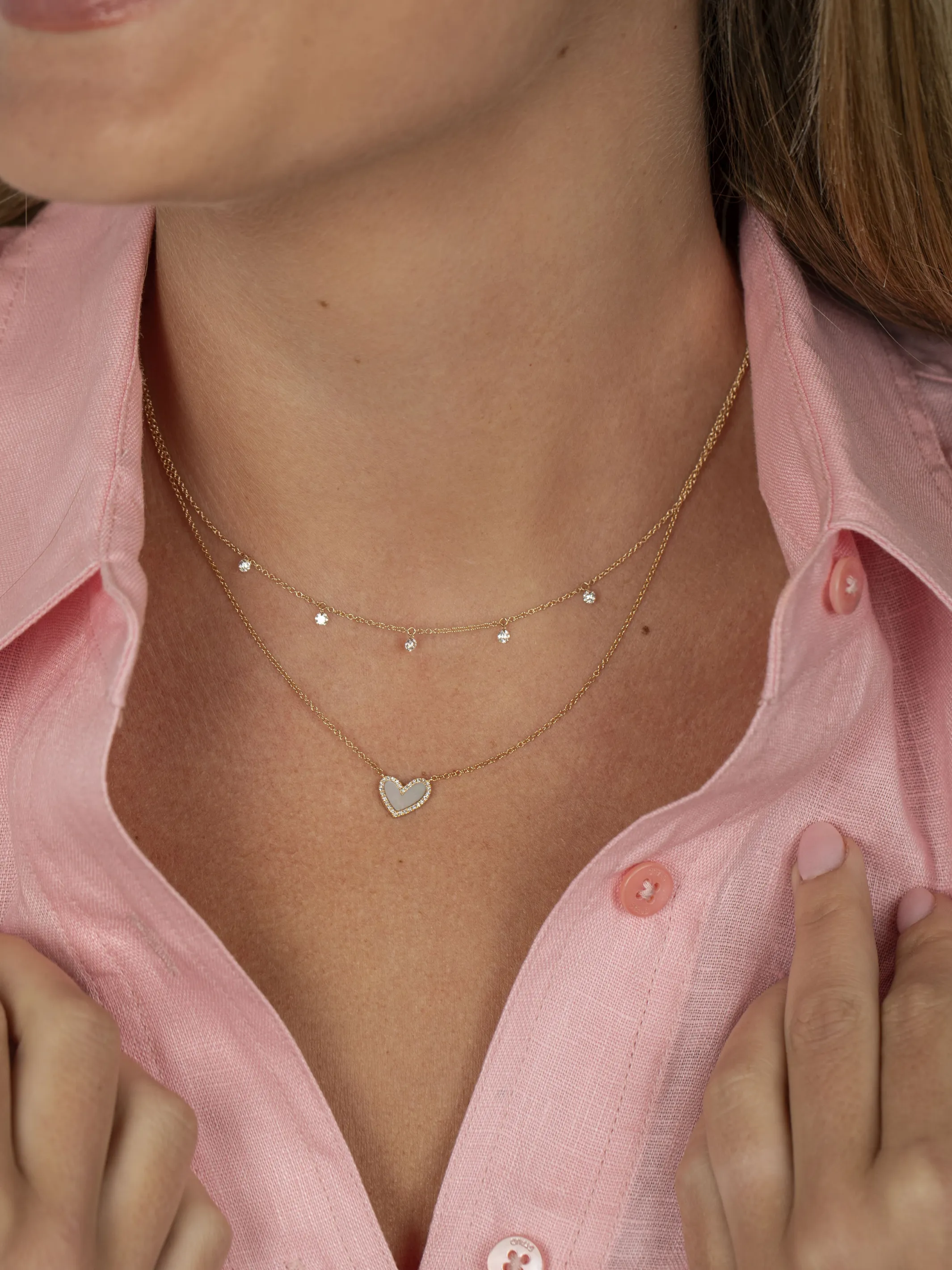 Floating Diamond Necklace 14K