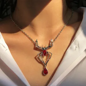 Flytonn Ruby Spider Pendant Necklace Glass Diamond Charm Necklace For Women Party Jewelry Starscream Accessories