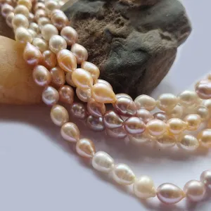 Freshwater, Pear, Real, Pearl, Sold, Per, Line, about,  42 Beads, String, Drop Natural, Color Size, Approximately 7x11mm