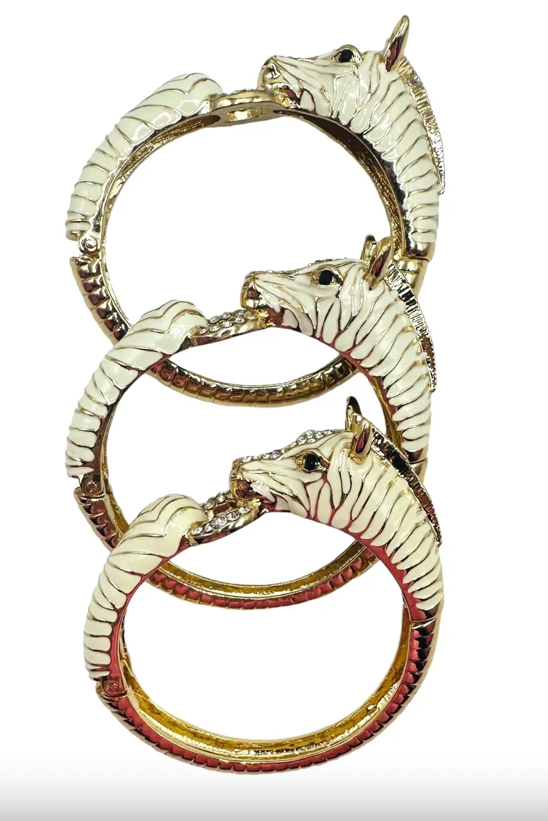 Garland Zebra Enameled Hinged Bracelet White or Black