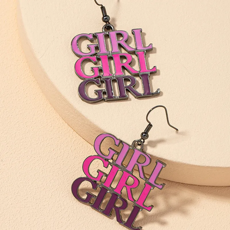 GIRL Color Matching Slogan Letter Earrings - Vienna Verve Collection