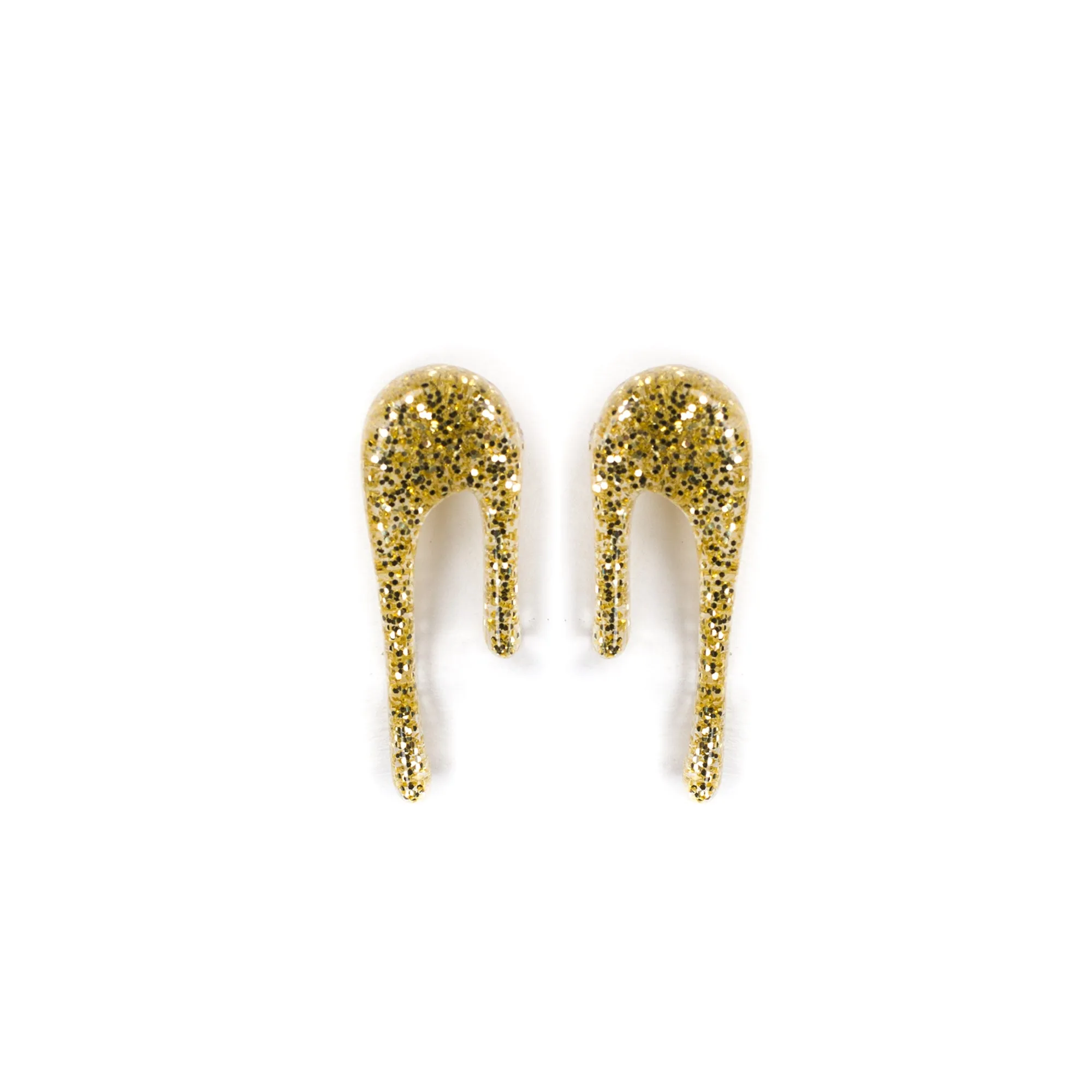 Glittery Gold Stud Earrings - Droplet