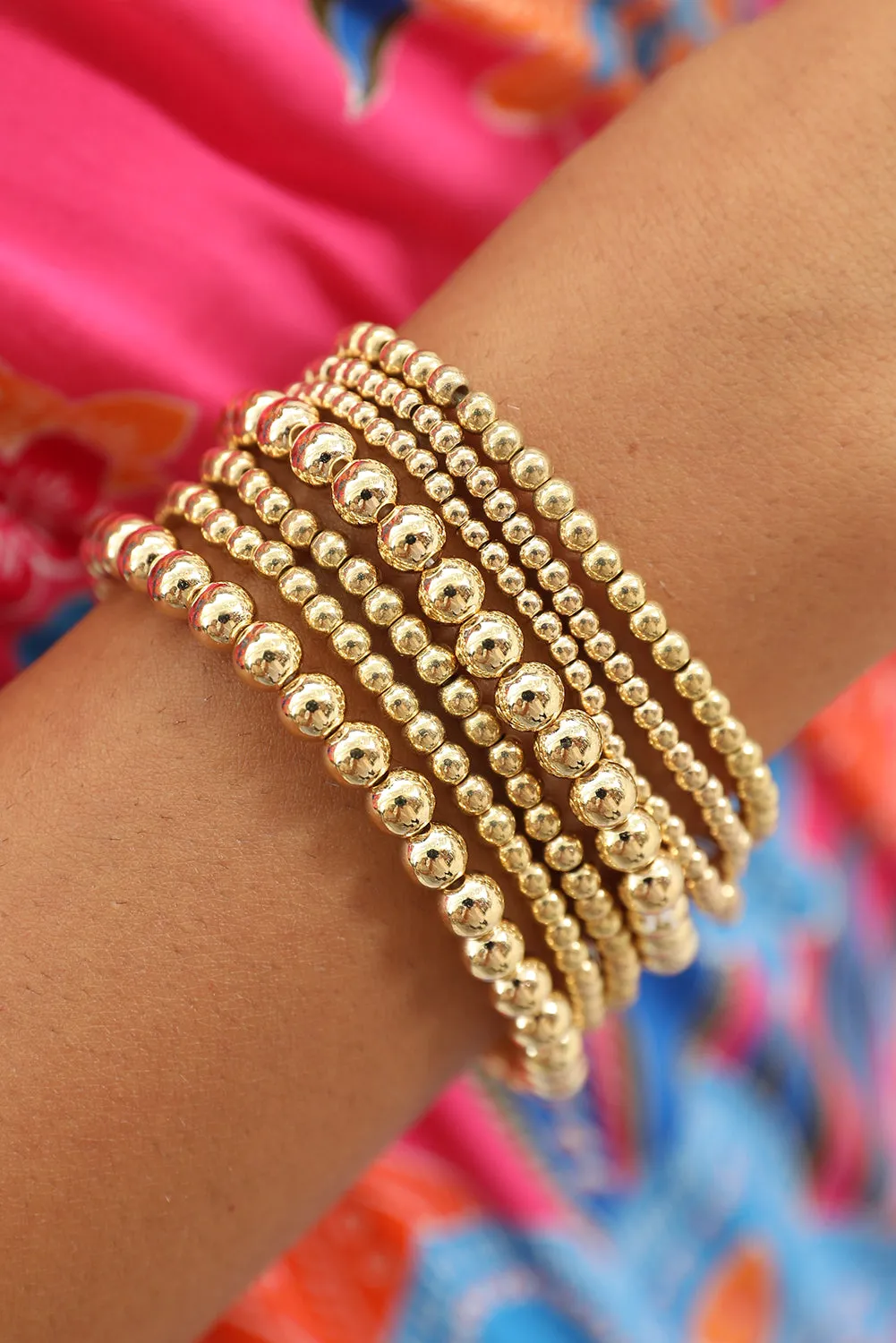 Gold 7pcs Minimalist Beaded Luxury Bracelet Set