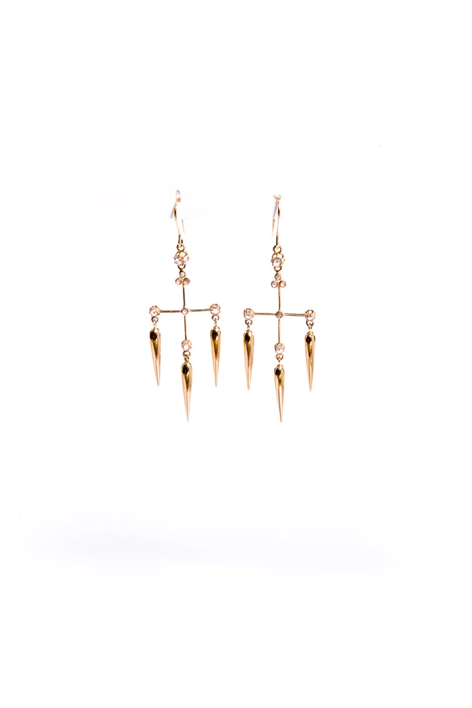 Gold & Diamond Triple Tear Drop Earrings