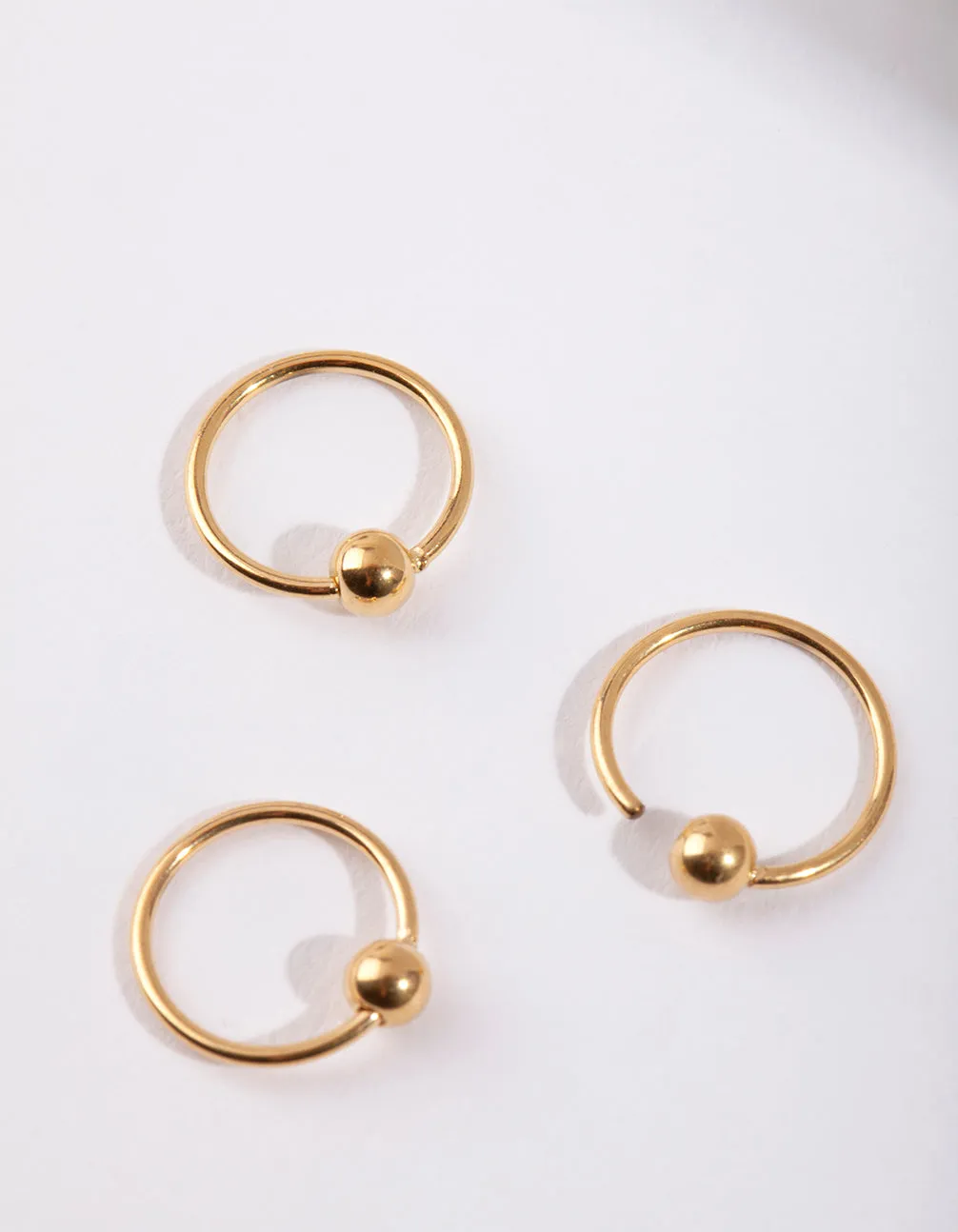 Gold Ball Nose Ring Pack