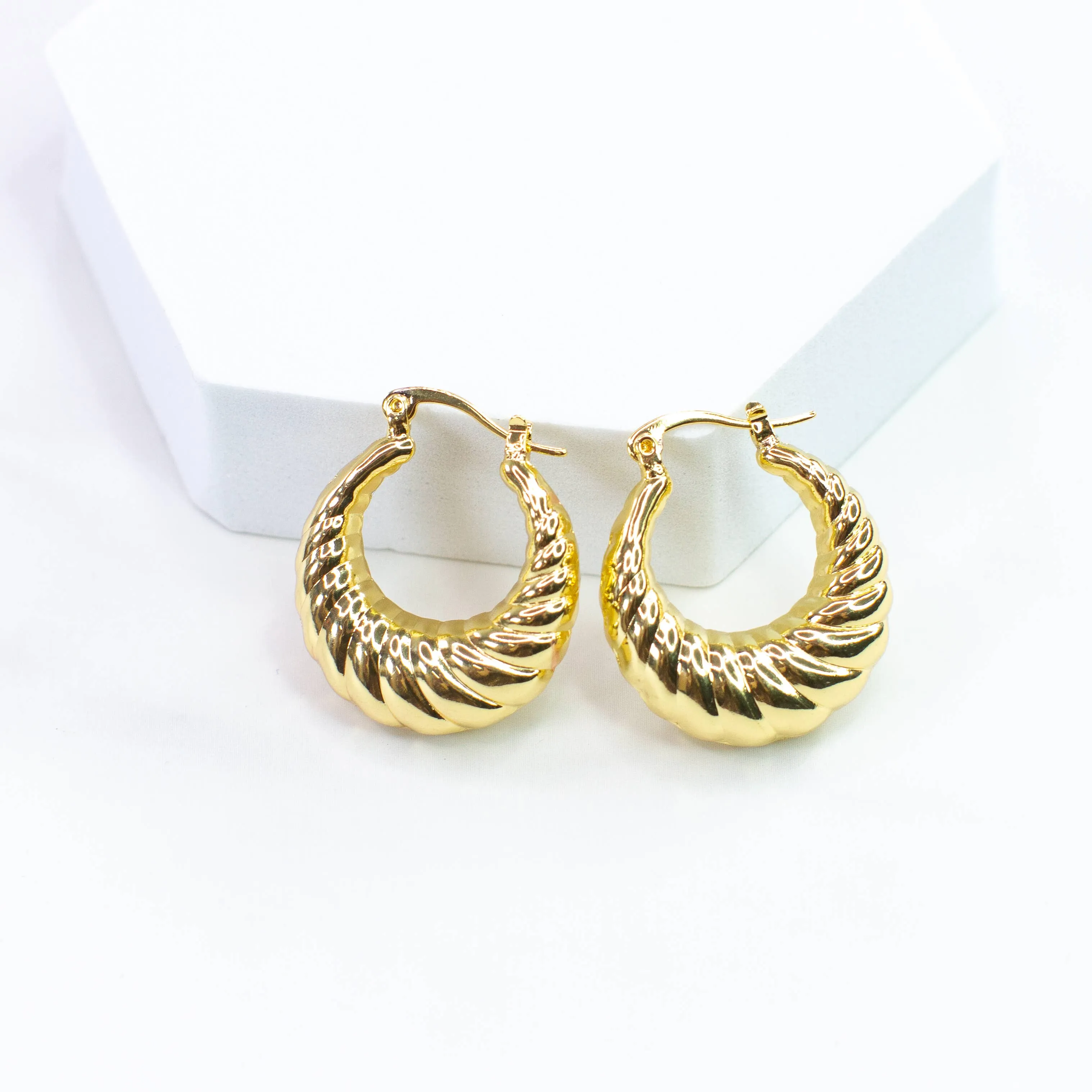 Gold Crescent Hoop Earrings- Multiple Sizes