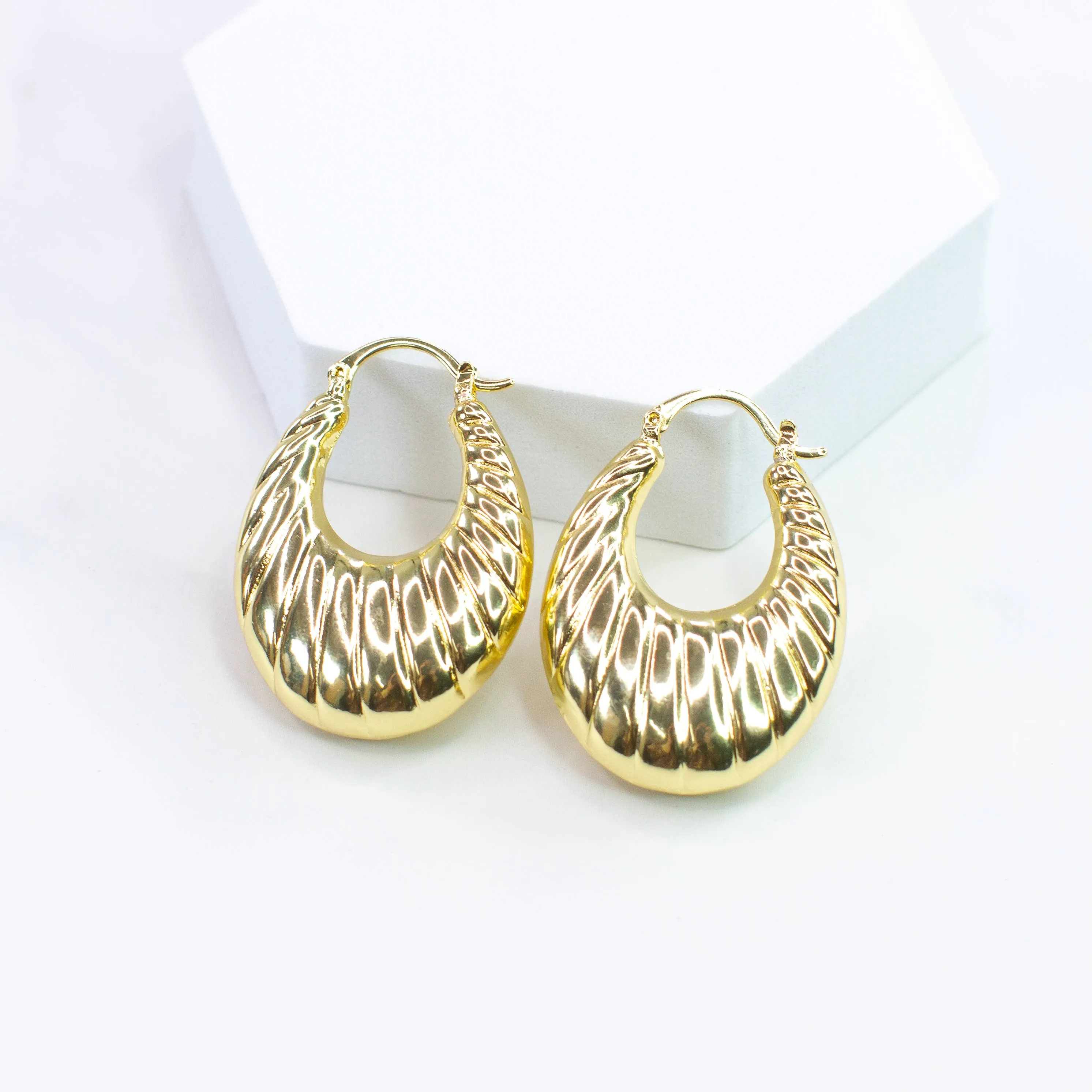 Gold Crescent Hoop Earrings- Multiple Sizes