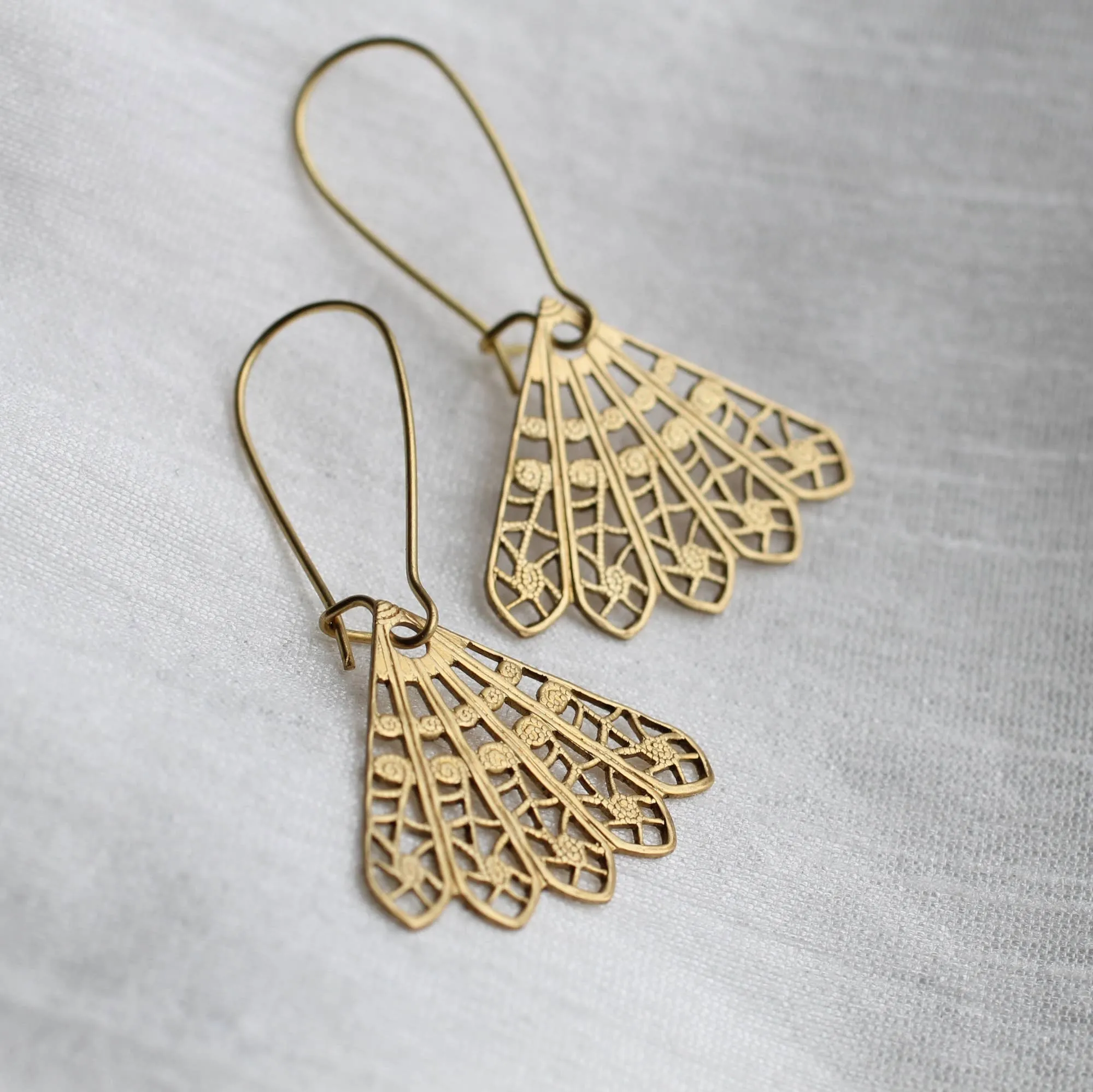 Gold Filigree Fan Earrings