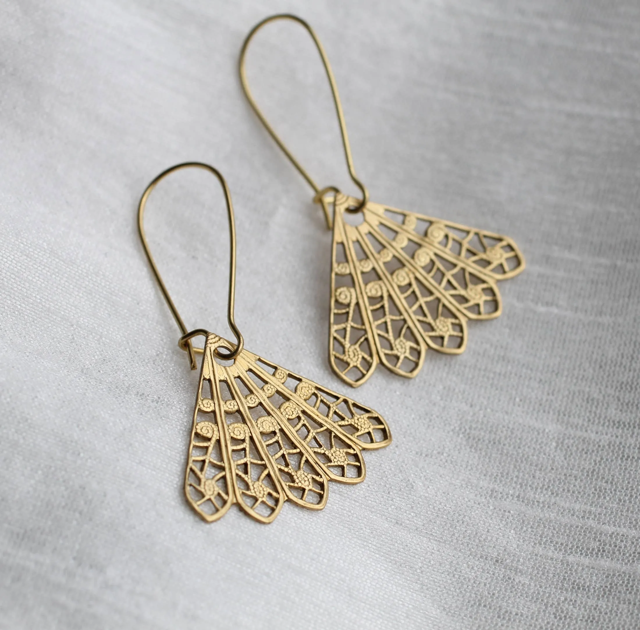 Gold Filigree Fan Earrings