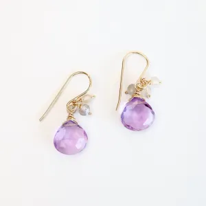 Gold Filled Rondelle Cluster with Pink Amethyst Earring