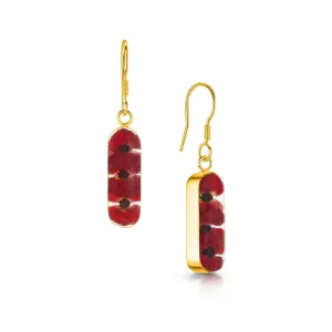 Gold-plated silver Poppy drop earrings 'Leela' vertical bar