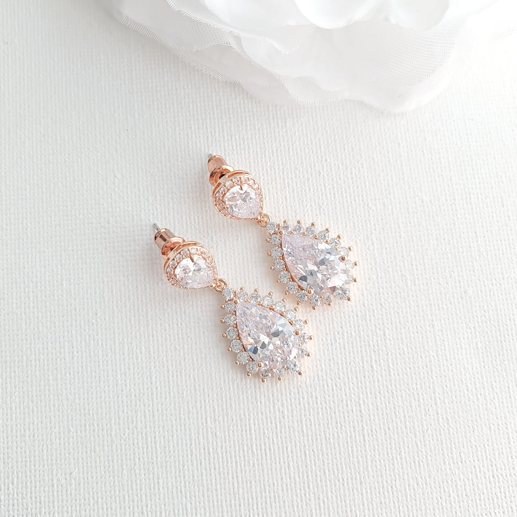 Gold Plated Teardrop Earrings for Brides & Women-Raya