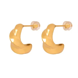 Golden Twist Titanium Steel Earrings for Stylish Women