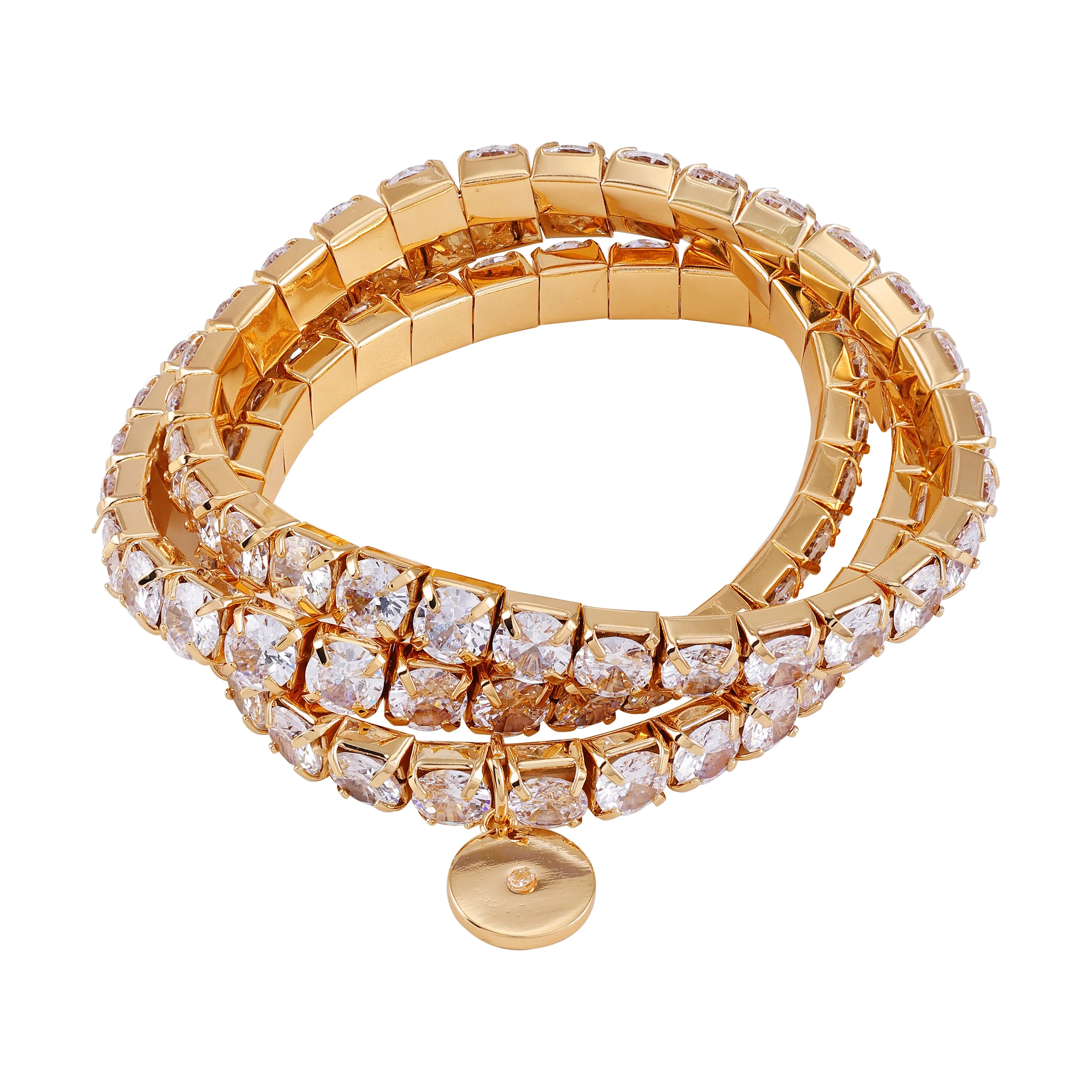 Goldtone 3 Piece Crystal Stone Stretch Bracelet Set