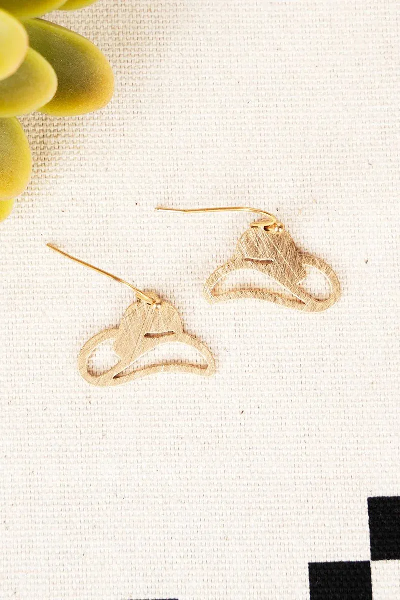 Harrisburg Goldtone Cowboy Hat Earrings