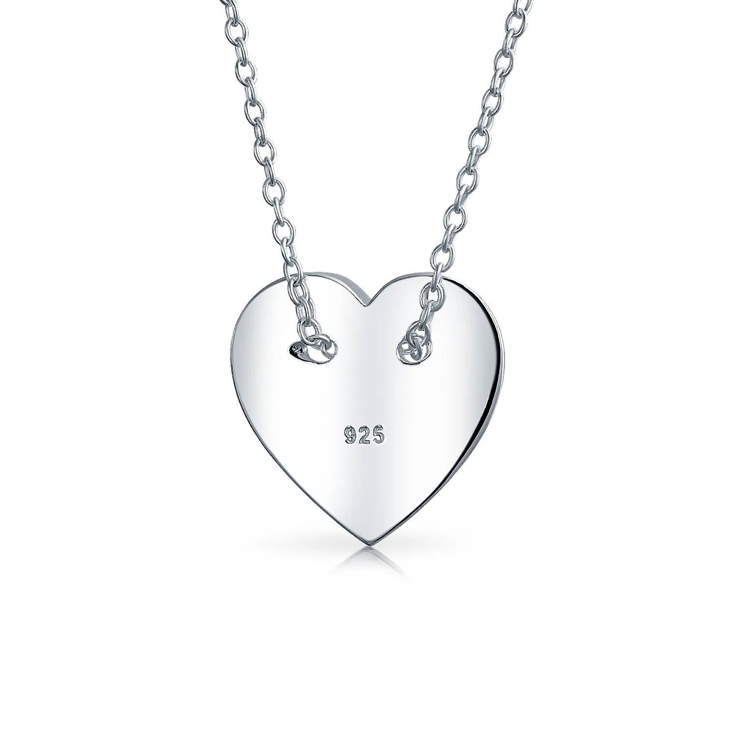 Heart Shape Slide Pendant Alphabet Initial Sterling Silver Necklace