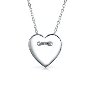 Heart Shape Slide Pendant Alphabet Initial Sterling Silver Necklace